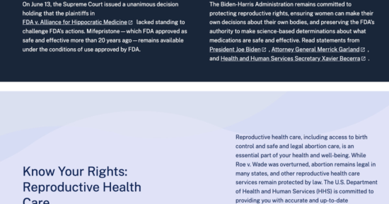 A federal website on reproductive rights has vanished