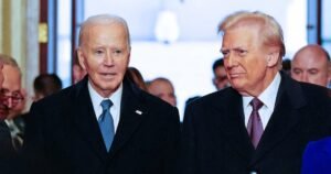 In his first 100 days, Trump still leans on an old foe: Joe Biden