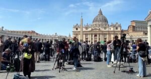 Visitors at the Vatican react to the passing of Pope Francis