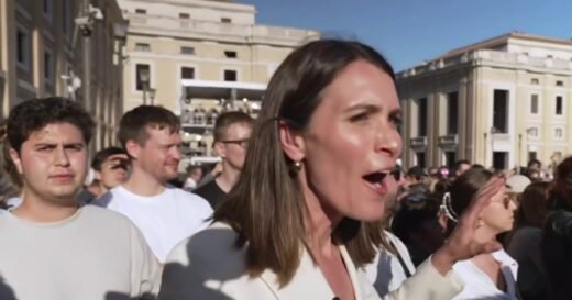 Vatican crowd reacts to white smoke signaling new pope