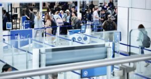 Fewer people are flying out of Newark airport than this time last year