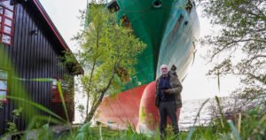 Man wakes up to find a giant cargo ship in his yard