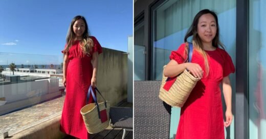 The £36 Next dress hides my tummy with style is perfect for holiday