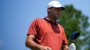 Scottie Scheffler tees off over PGA Championship rules decision on soggy course