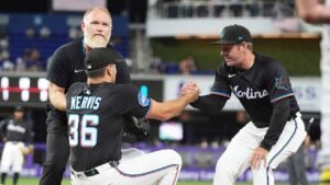 MLB viral moment: Marlins’ Matt Mervis gets hit with ball in unfortunate spot