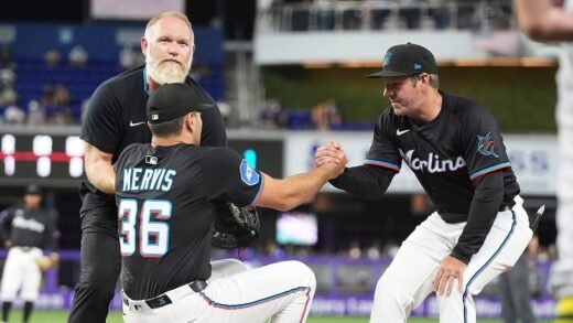 MLB viral moment: Marlins’ Matt Mervis gets hit with ball in unfortunate spot