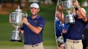 Scottie Scheffler’s PGA Championship celebration goes awry