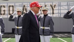 Trump praises West Point athletes, brings quarterback ‘Captain America’ on stage