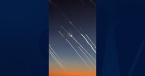 Video appears to show missiles launched from Iran