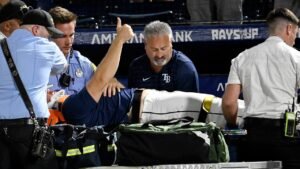 Rays pitcher Hunter Bigge carted off after 105-mph foul ball strikes face