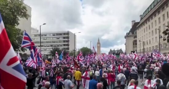 Tens of thousands march at far-right rally in London