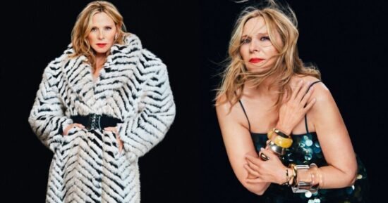 Kim Cattrall looks amazing in Debenhams sequin dress