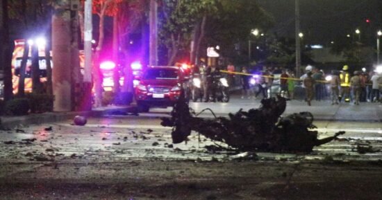 Vehicle explodes on busy street in Ecuador