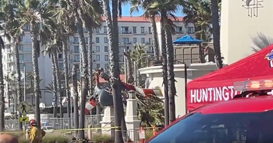5 hospitalized after helicopter crashes in busy oceanfront area of Huntington Beach