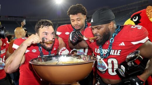 College football: Louisville celebrates win with massive bowl of baked beans