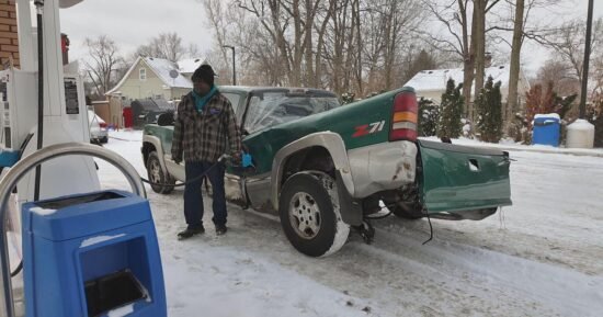 His mangled truck became a local spectacle. Then a stranger changed everything.