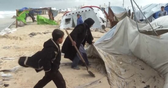 Storms destroy tents in Gaza, exposing displaced families to winter weather