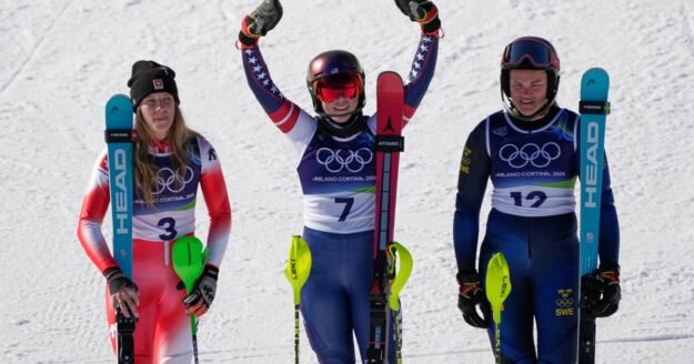 U.S. star Mikaela Shiffrin wins gold in women’s slalom, breaking Olympic medal drought