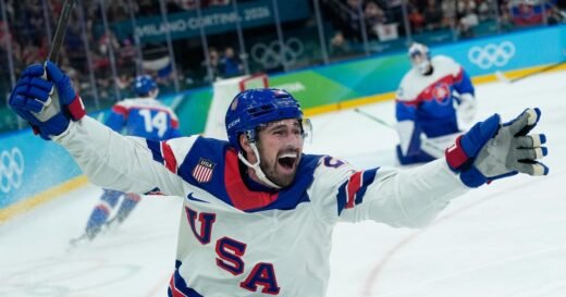 U.S. men’s hockey team beats Slovakia 6-2 in Olympic semis, will face Canada in gold medal game