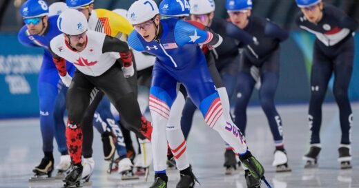 Jordan Stolz’s bid for another Olympic gold medal ends as Dutch speedskaters win mass start