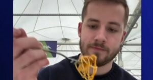 Pasta frenzy inside the Olympic village in Milan