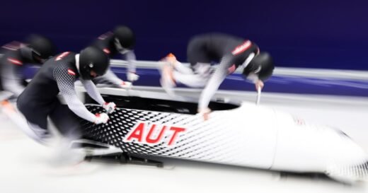 The Austrian bobsled team crashes at the Winter Games