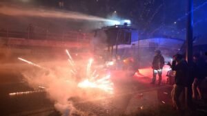 Demonstrators clash with police near Winter Olympics venue in Milan