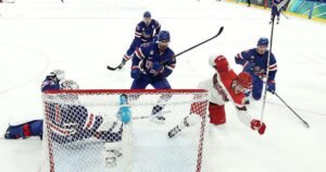 After struggling early, U.S. men’s hockey team dispatches Denmark 6-3 in group stage of Winter Olympics
