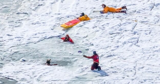 Woman dead, husband still missing after falling through ice on Cape Cod while walking dog