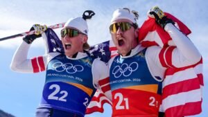 Olympics: Team USA duo gets silver in cross-country skiing team sprint