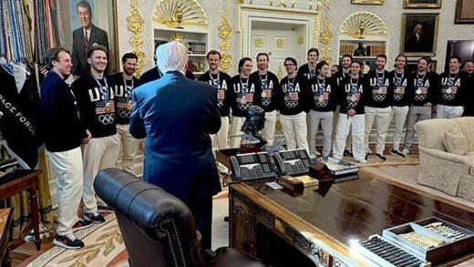 Team USA Olympic gold hockey team visits President Trump at White House