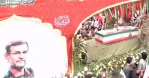Video from Iranian state media shows funeral procession for IRGC naval chief