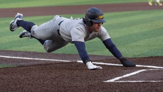 Benches clear during college baseball game after hard out