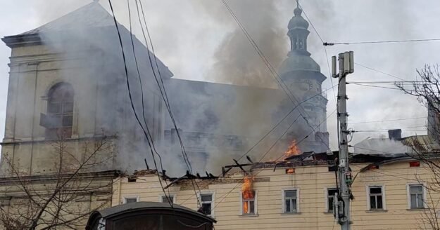 Russia launches massive drone attack across Ukraine, damaging 17th-century church