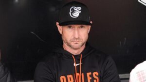 Orioles manager Craig Albernaz hit by line drive