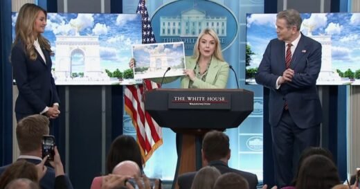 Leavitt discusses “Arc de Trump” at White House briefing