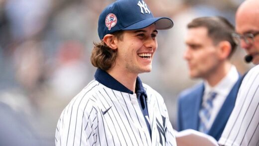 Jack Hughes debuts his new smile at the Yankees’ home opener
