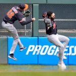 Tigers outfielder Parker Meadows carted off after collision with teammate