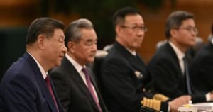 Chinese President Xi Jinping gives opening remarks at bilateral talks