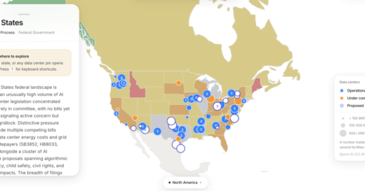 This map tracks data center projects and AI policy around the world