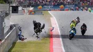 MotoGP rider Alex Marquez crashes, flips in air during race