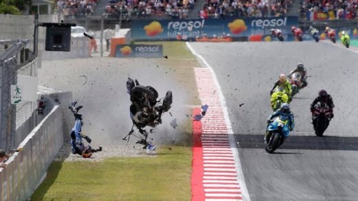 MotoGP rider Alex Marquez crashes, flips in air during race