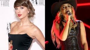 Taylor Swift and Lainey Wilson Duet ‘Love Story’ at NFL Party