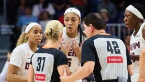 Angel Reese dragged to floor in flagrant foul as Atlanta Dream rout Toronto Tempo