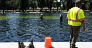 Trump says vandals sabotaged Reflecting Pool, Olympian arrested