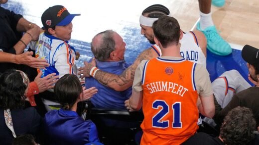 Knicks guard Jose Alvarado nearly crushes Michael Bloomberg diving into stands