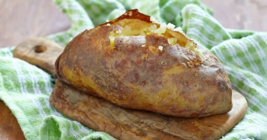 Jacket potatoes are crispy on outside and fluffy inside with 1 task