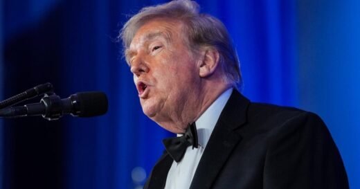 Trump speaks at the rescheduled White House Correspondents’ dinner