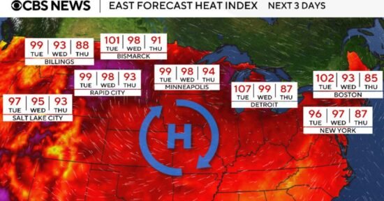 Maps show millions of Americans under heat alerts from extreme temperatures in Plains, Northeast