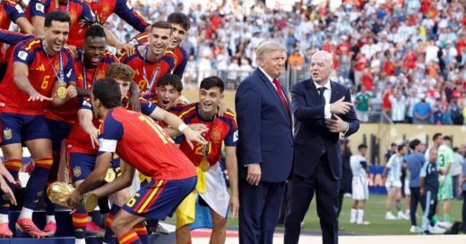 Spain rejoices in World Cup victory, even if some fans say Trump lingered too long in team’s photo-op